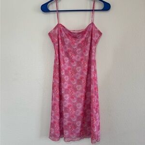 Y2K‎ Vintage Vanity Rose Floral Pink Slip Dress Barbiecore Sz Large